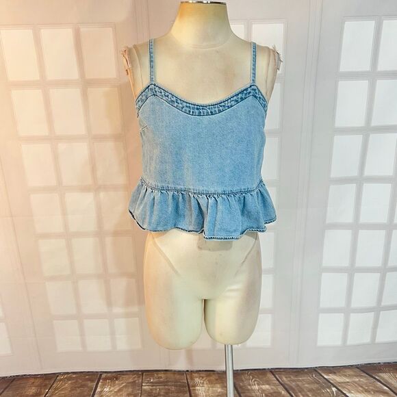 Madewell light Denim Peplum Cami size 4 - Picture 4 of 13